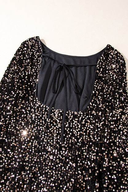 Black & Gold Sequin Bodycon Dress