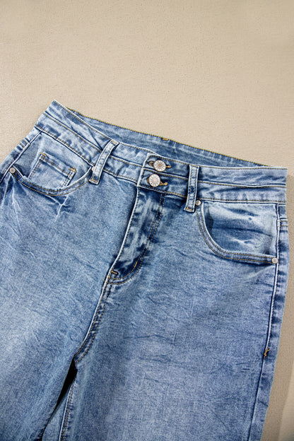 Blue Acid Wash Flare Jeans
