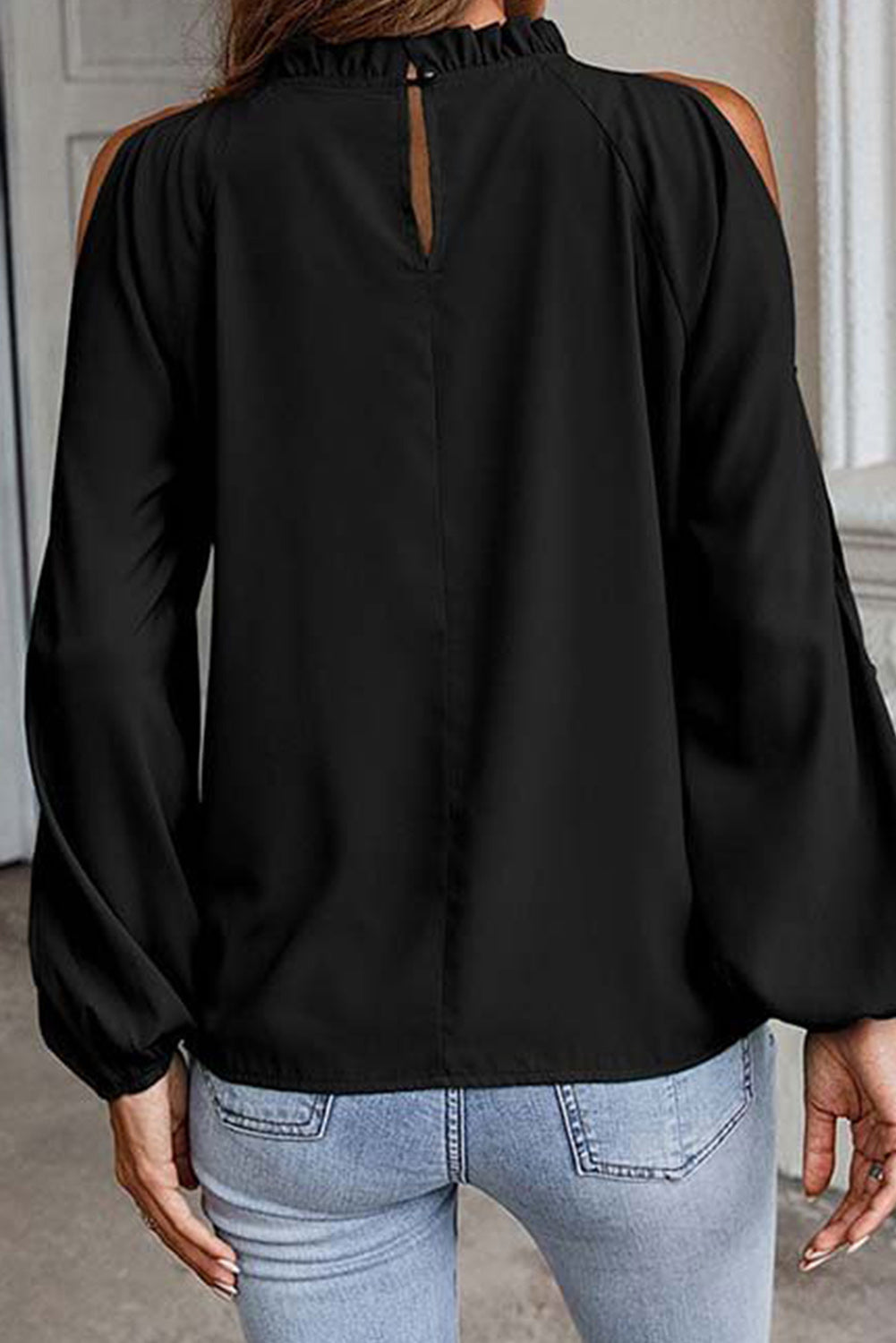 Black Cold Shoulder Blouse