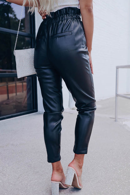 Black High Waist Faux Leather Pants