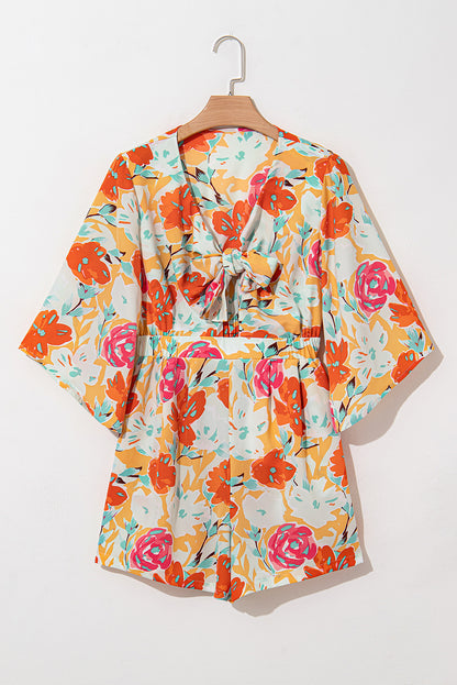 Orange Blooming Floral Romper