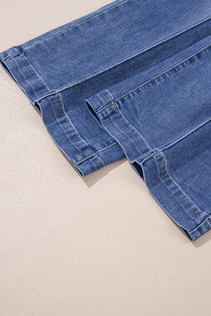 Blue Straight Cut High Rise Jeans