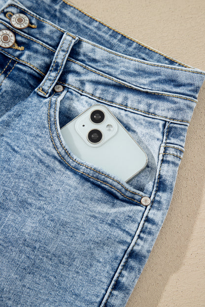 Blue Acid Wash Flare Jeans