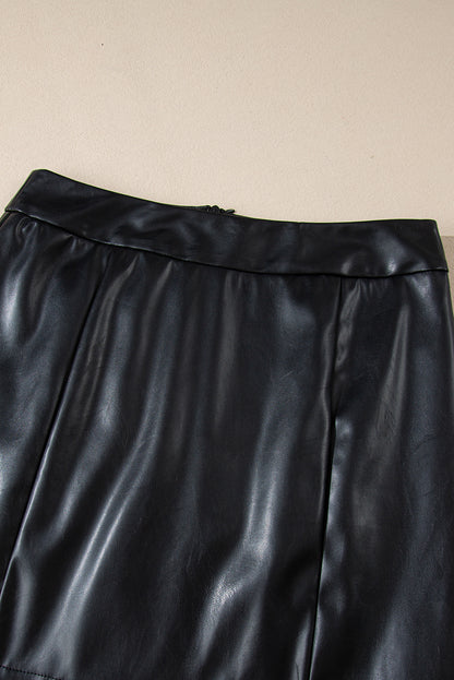 Black PU Leather High Waist Mini Skirt