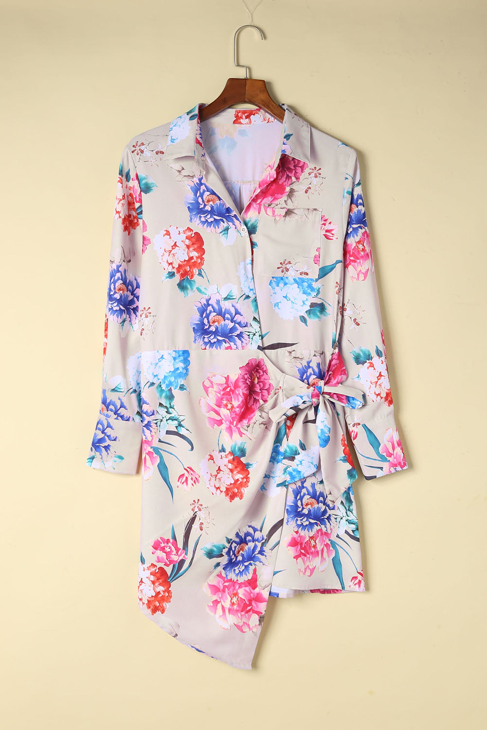 Multicolor Floral Mini Shirt Dress