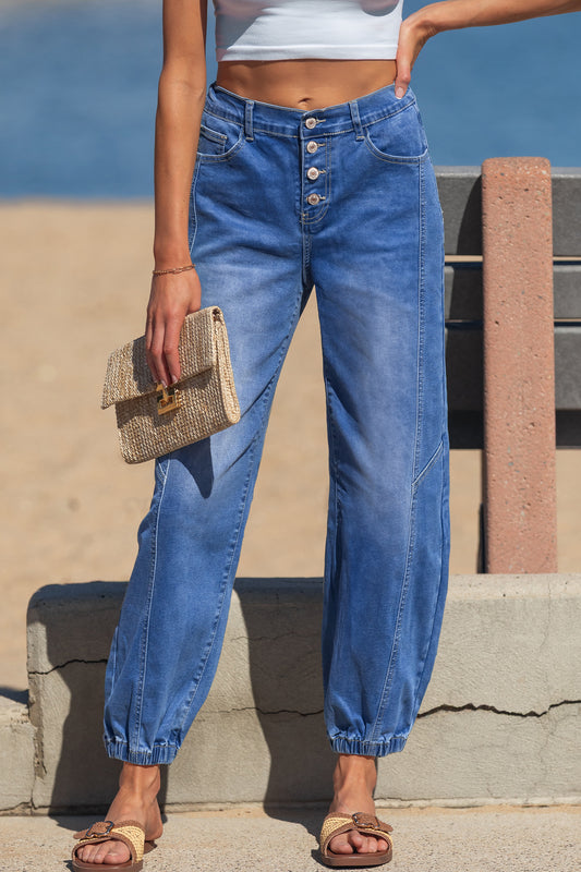 Blue Casual Loose Fit Jeans