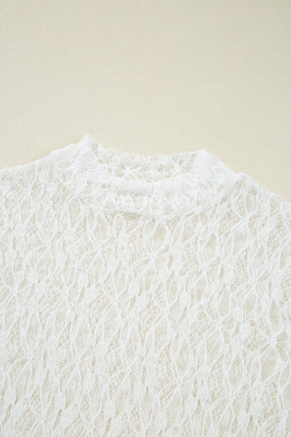 White Sheer Lace Bell Blouse