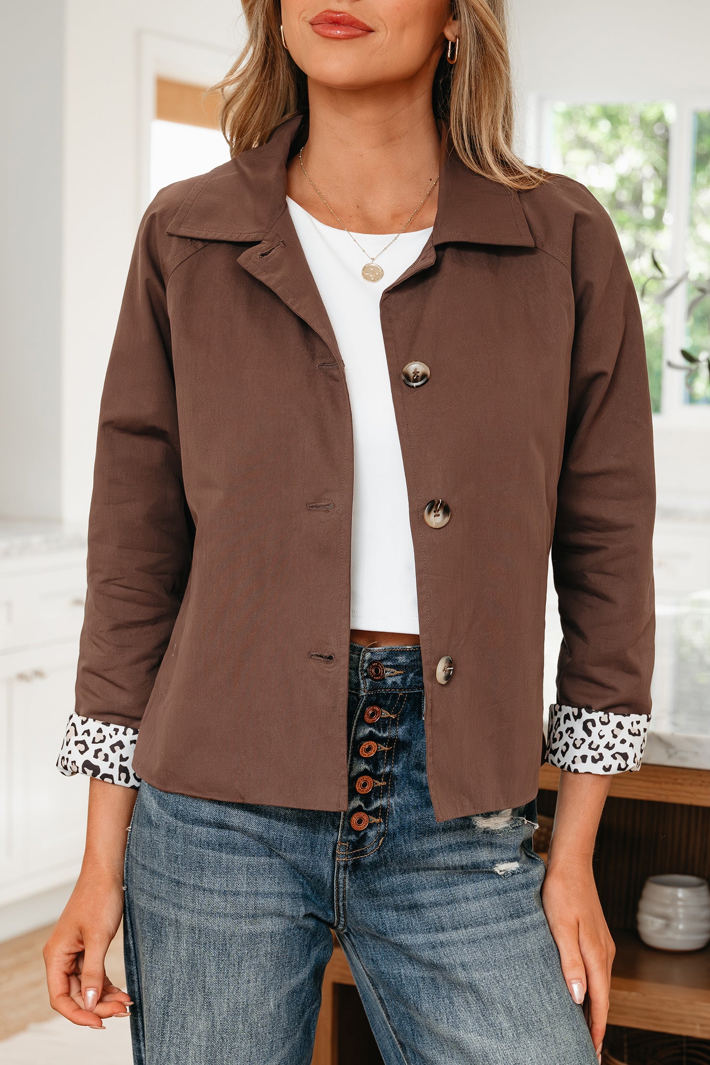 Dark Brown Collar Jacket