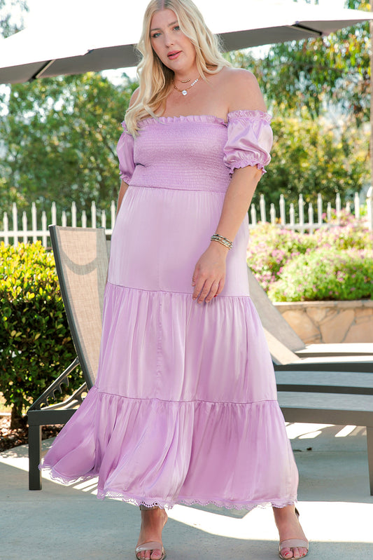 Purple Off Shoulder Plus Size Maxi Dress