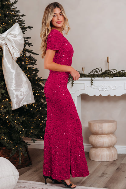 One Shoulder Bodycon Sequin Gown