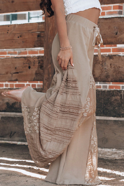 Smoke Grey Boho Lace High Waist Pants