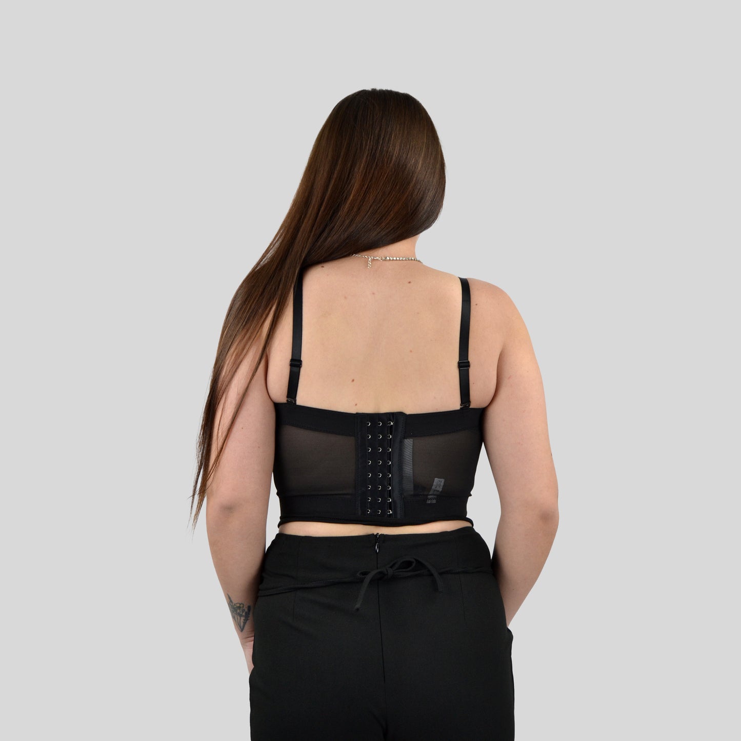 Black mesh corset top