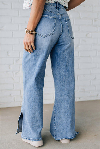 Blue High Rise Drawstring Jeans