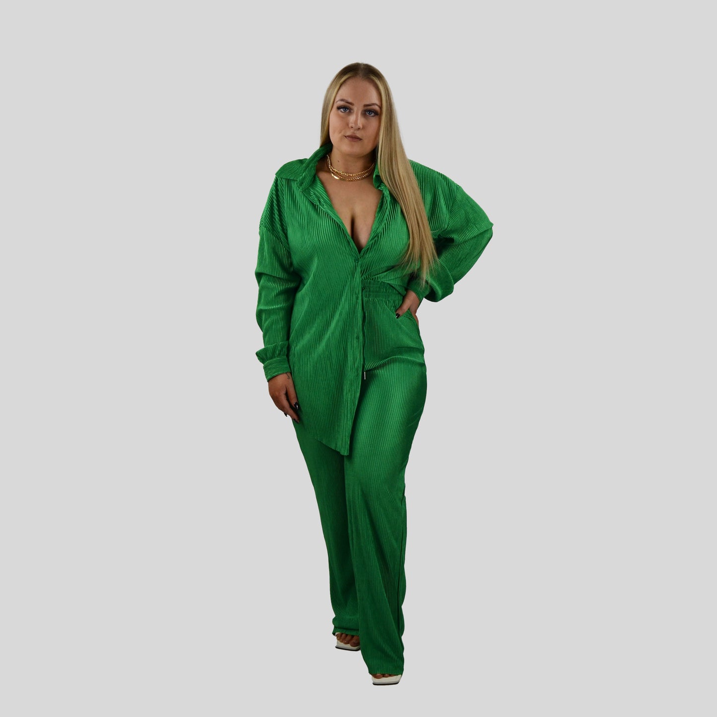 Green pleated 3 piece set