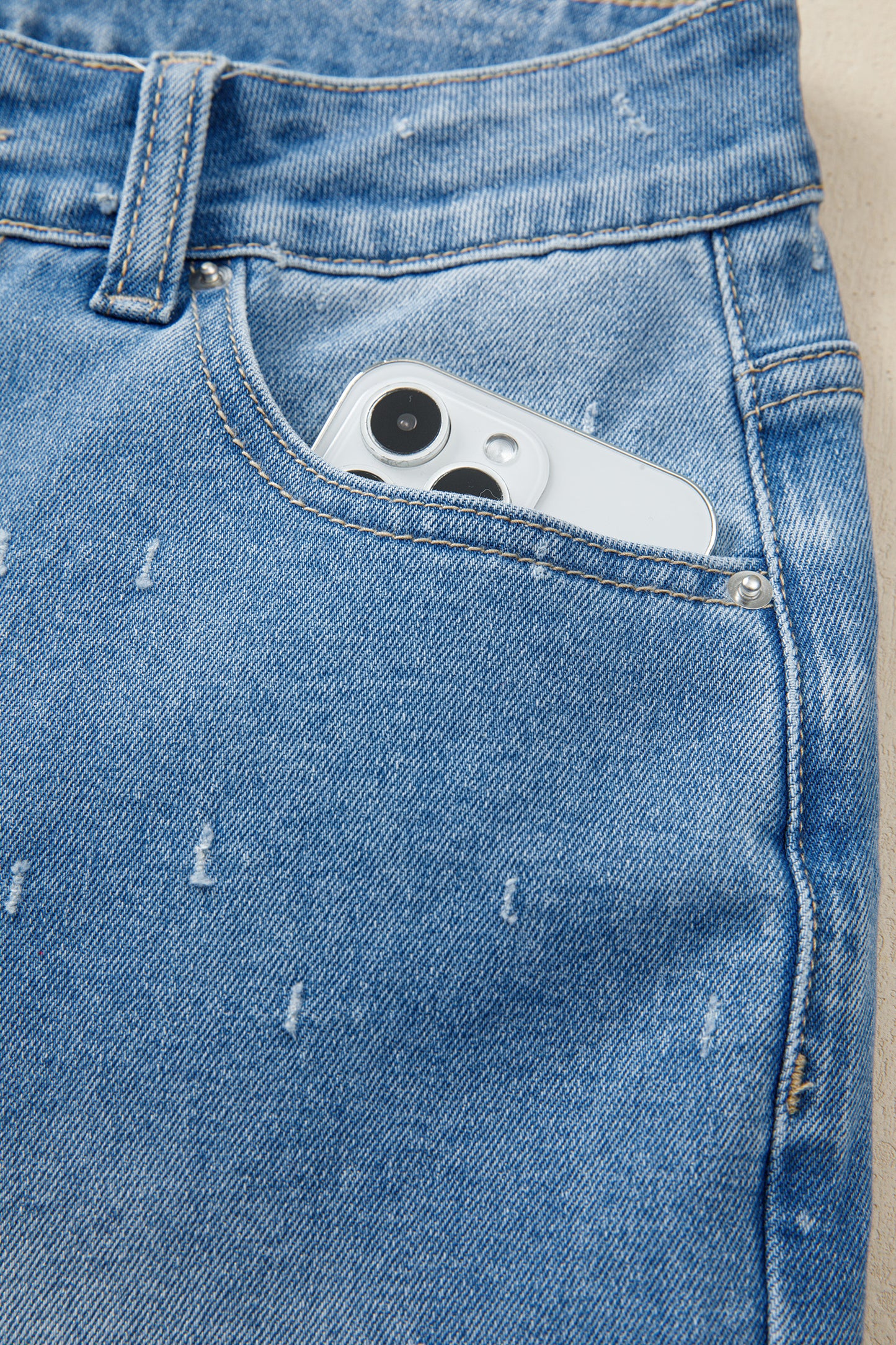 Mist Blue Distressed Jeans
