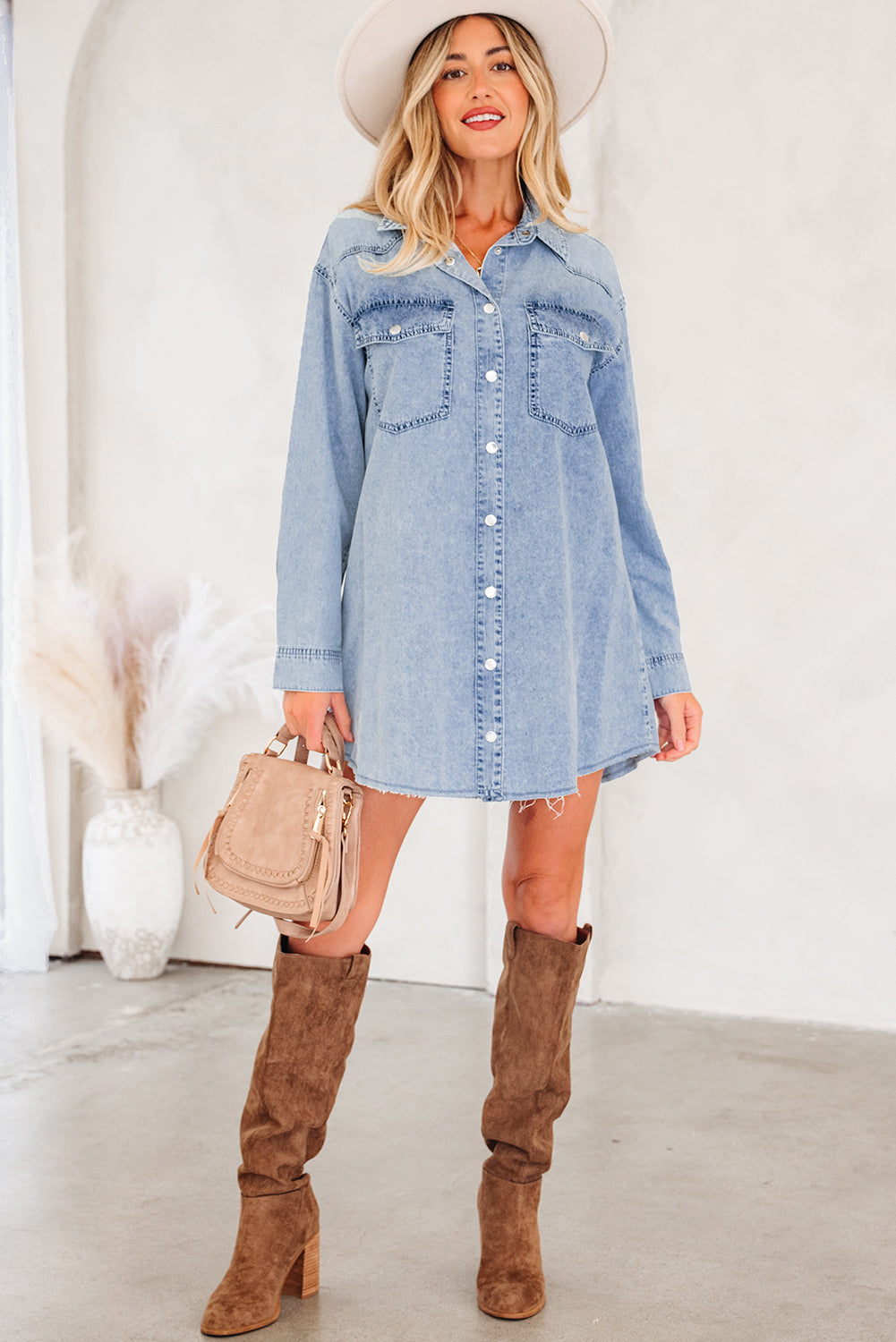 Beau Blue Denim Loose Shirt Dress