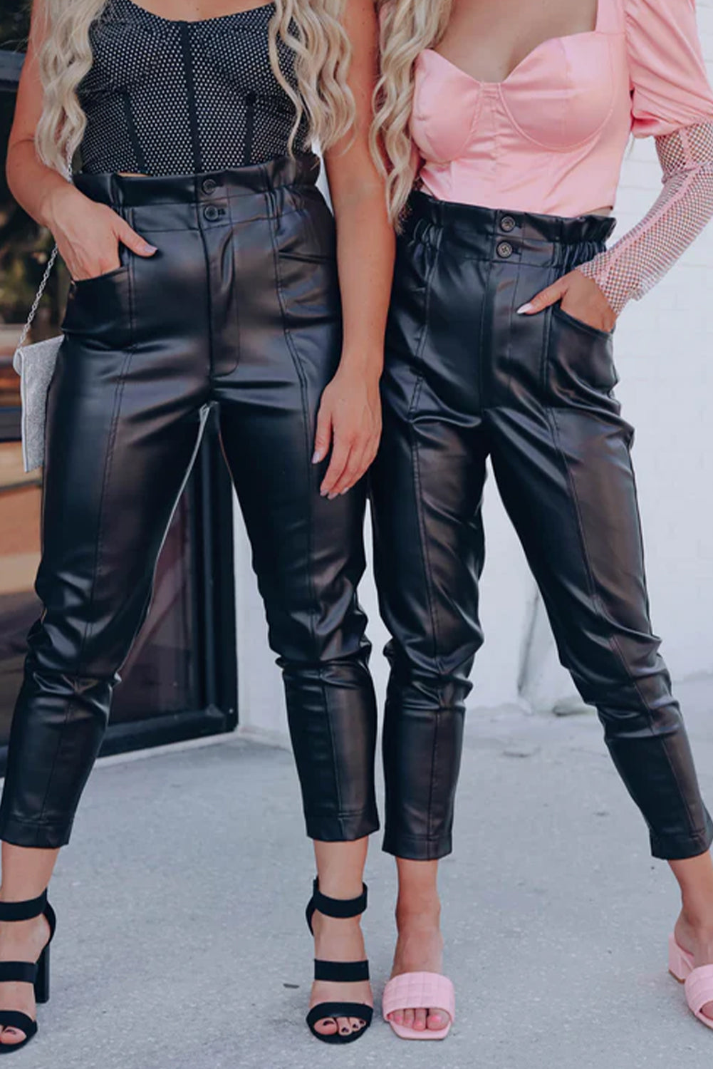 Black High Waist Faux Leather Pants