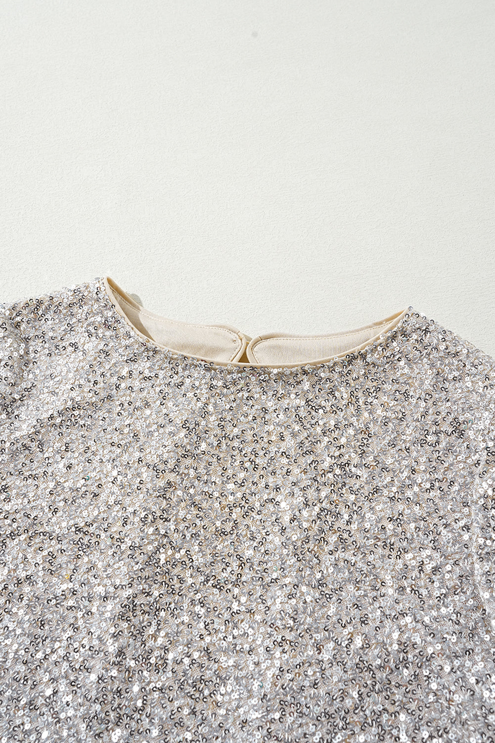 Silver Sequin Cutout Back Blouse