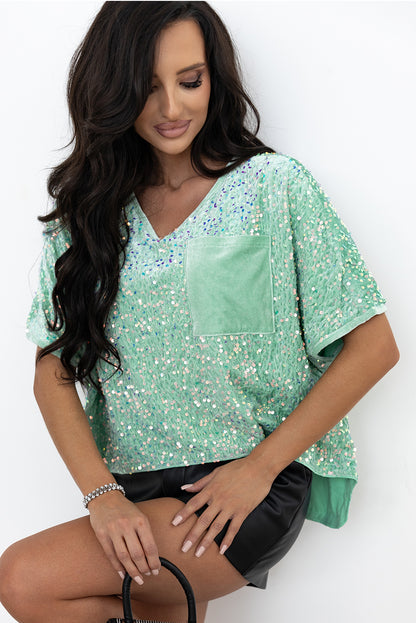 Jade Sequin Velvet Blouse