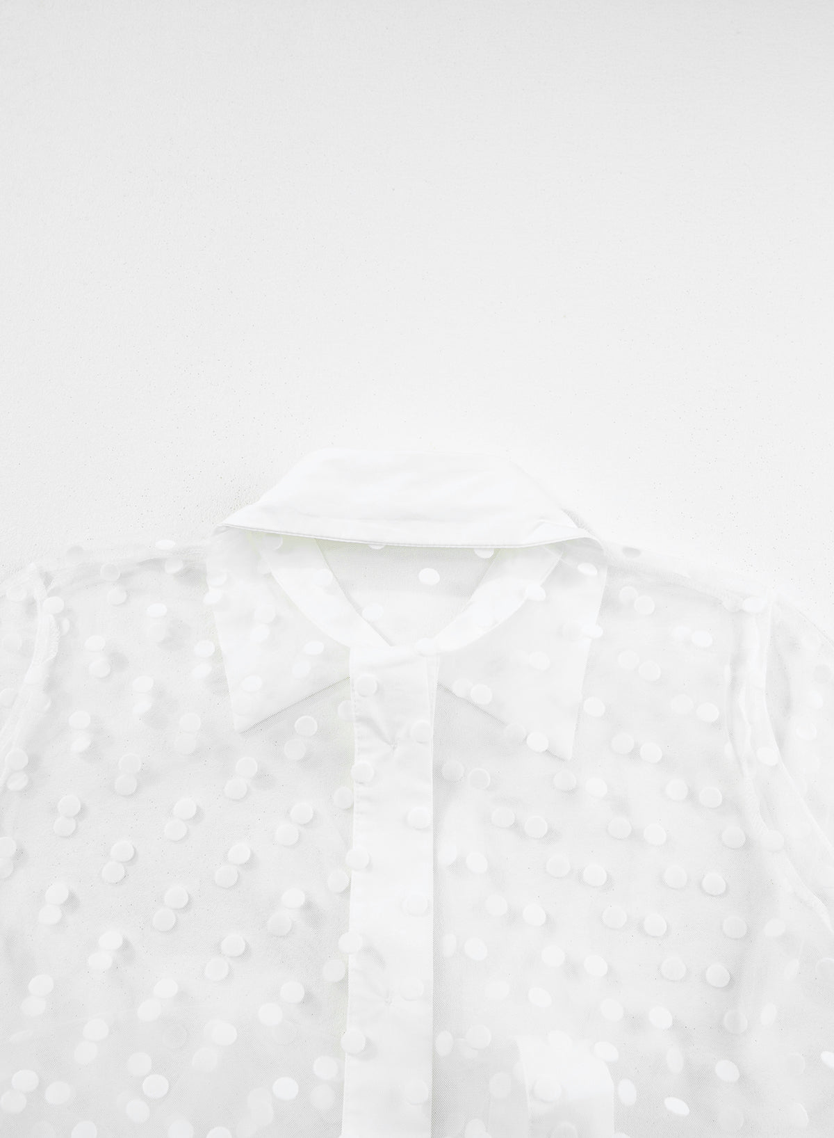 White Polka Dot Print Mesh Kimono