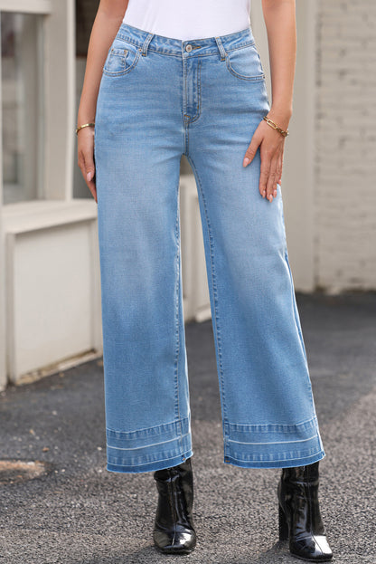 Dusk Blue Straight Leg High Waist Jeans