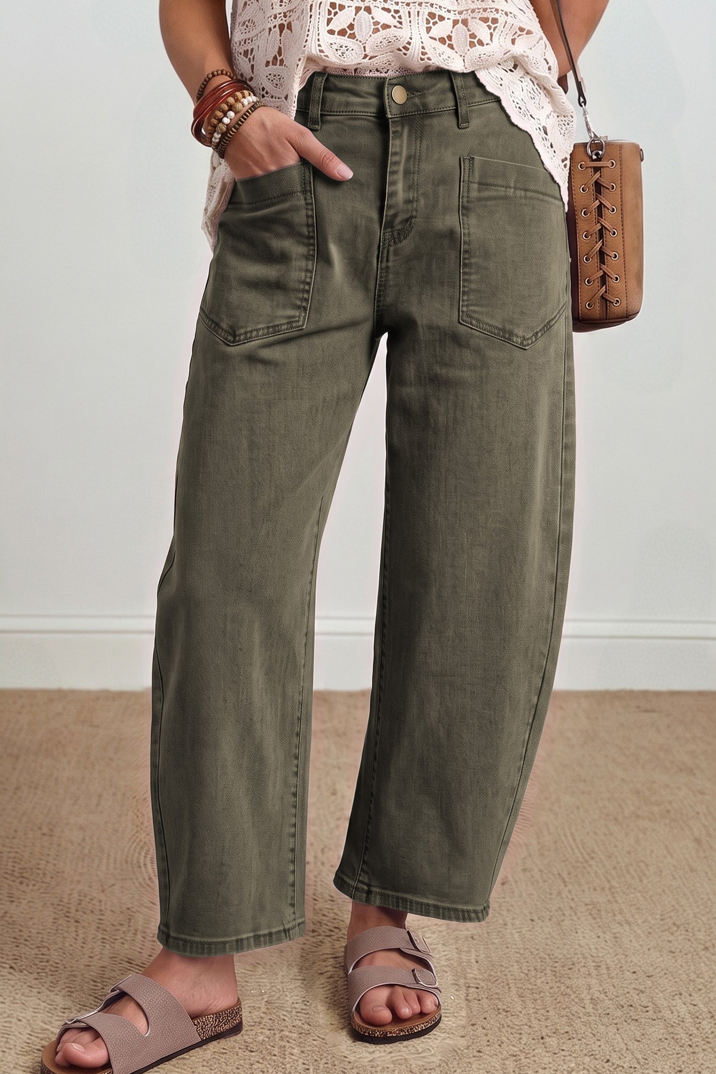 Ankle-length Barrel Jeans