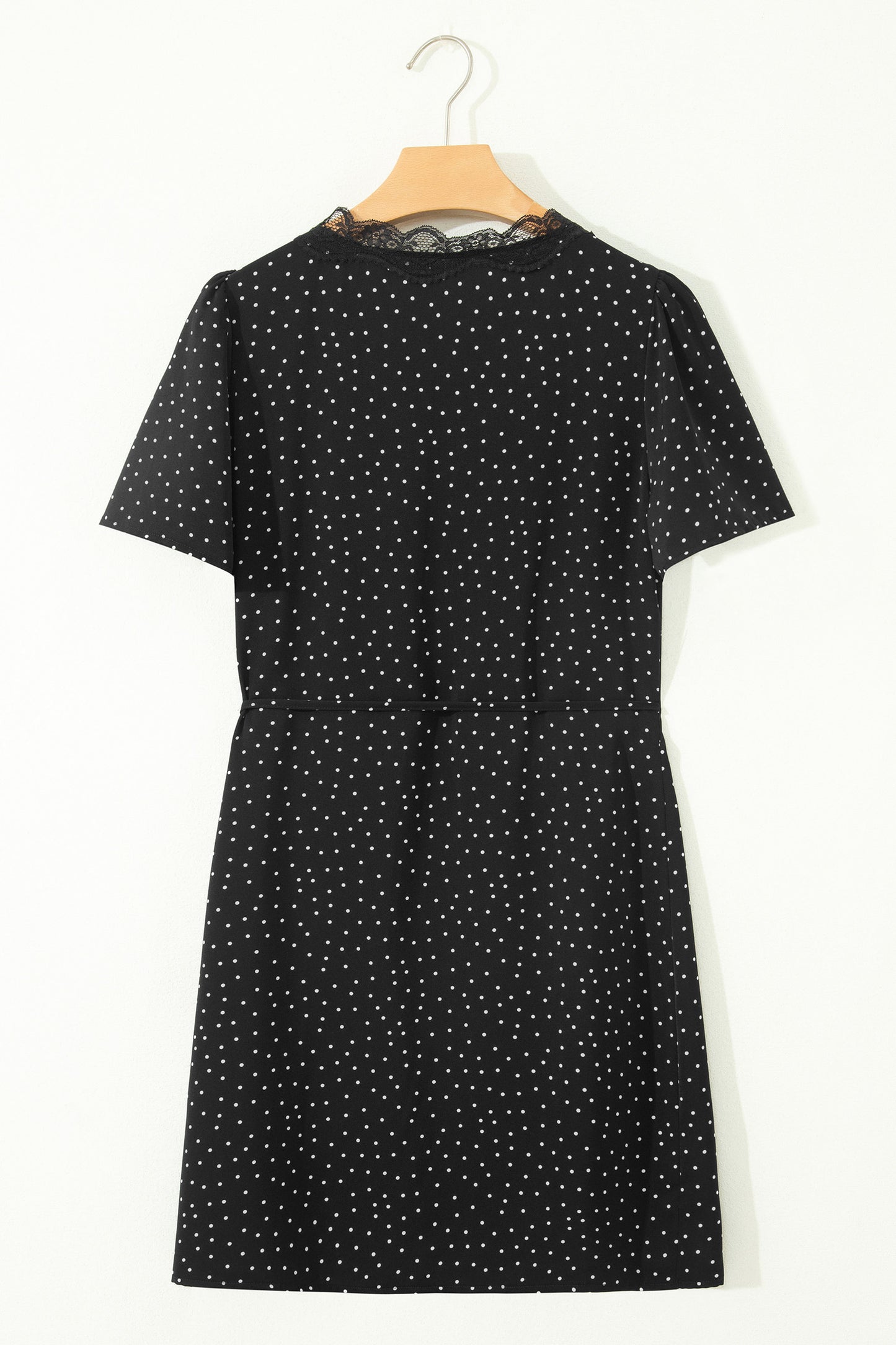Black Polka Dot Wrap Mini Dress