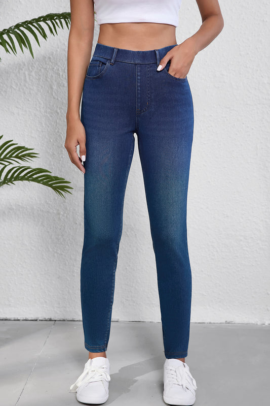 Blue Wash Knit Jeggings