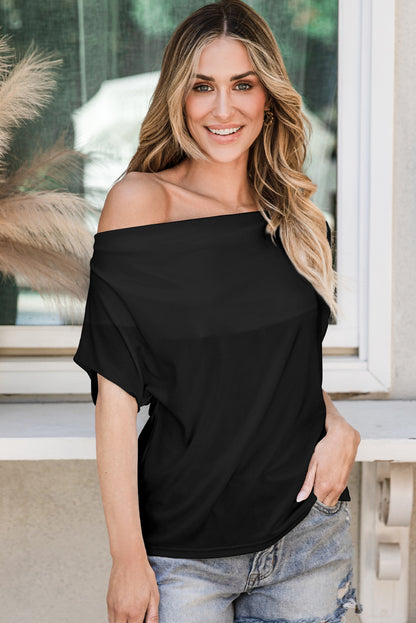 Black Cowl Neck T Shirt