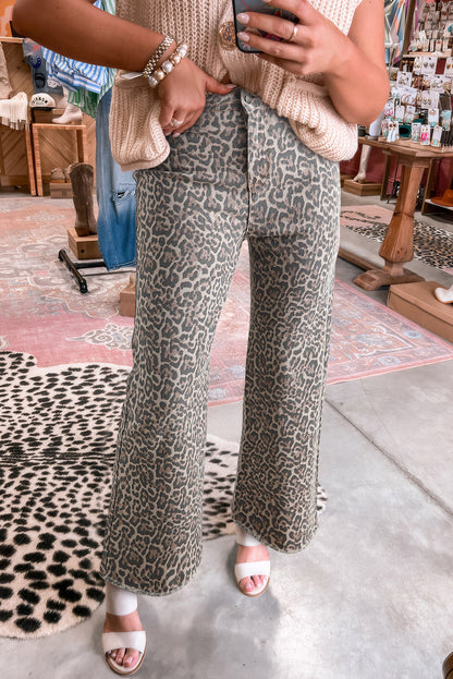 Leopard Wide Leg High Waist Jeans
