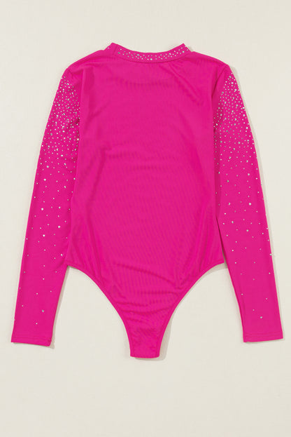 Rose Rhinestone Mesh Bodysuit