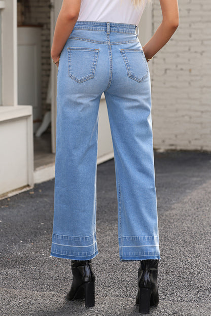 Dusk Blue Straight Leg High Waist Jeans