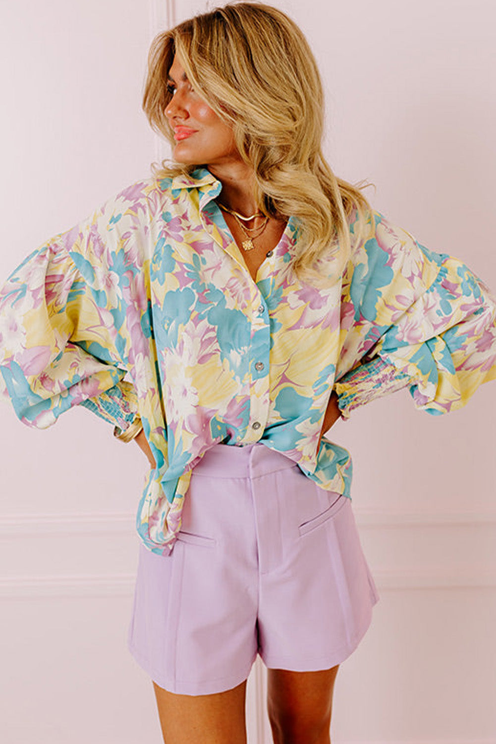 Yellow Floral Oversized Blouse