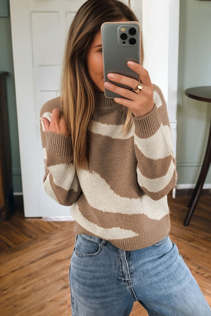 Brown Abstract Print Jersey