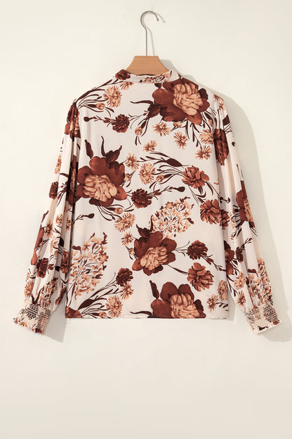 Brown Floral Print Blouse