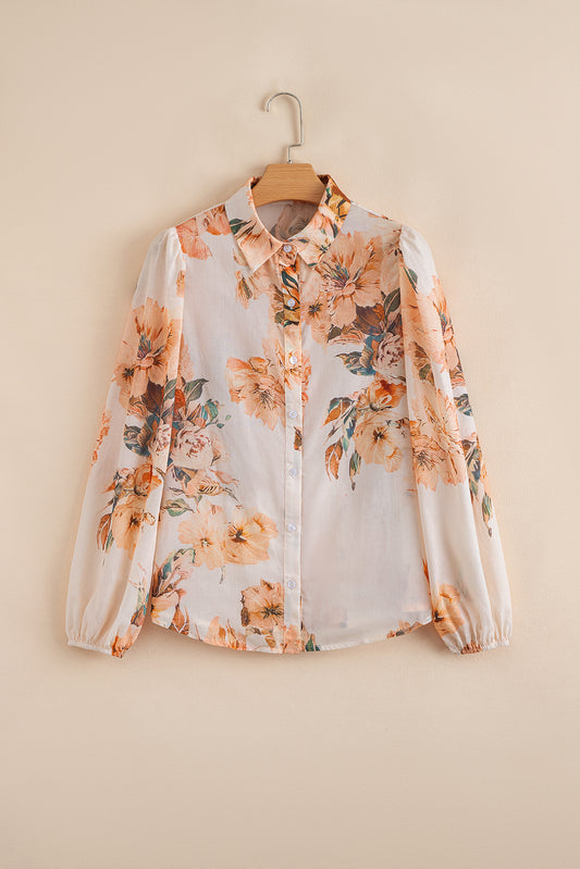 Floral Puff Sleeve Lightweight Shirt