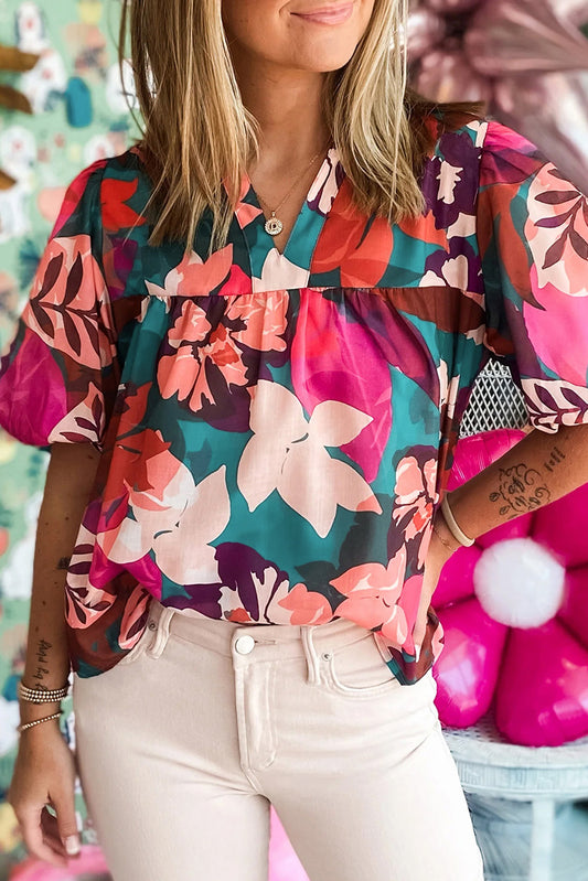 Rose Floral Print Blouse