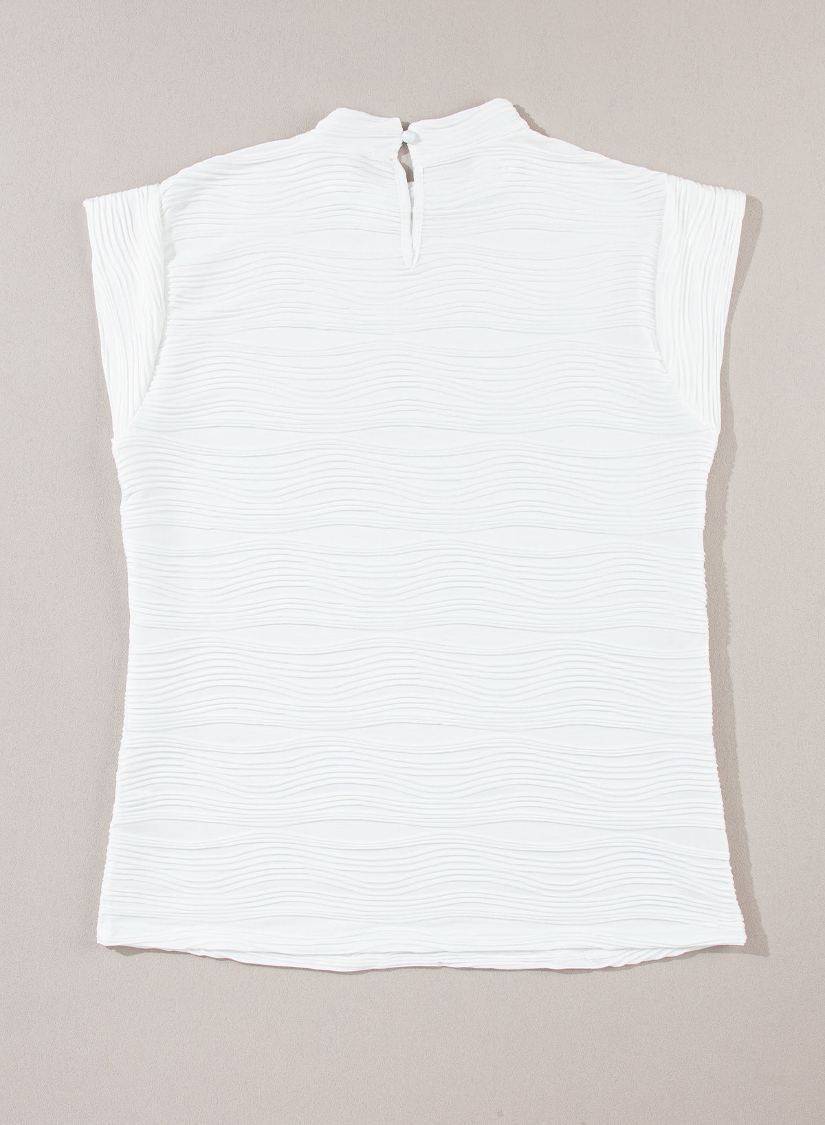 White Wavy Textured Cap Sleeve Top