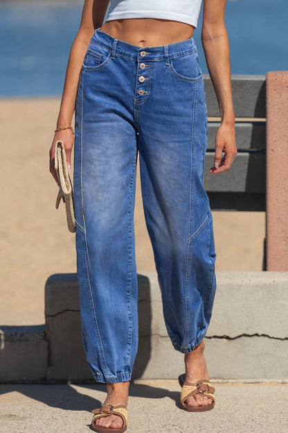 Blue Casual Loose Fit Jeans