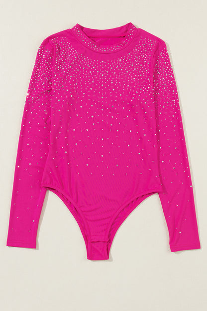 Rose Rhinestone Mesh Bodysuit