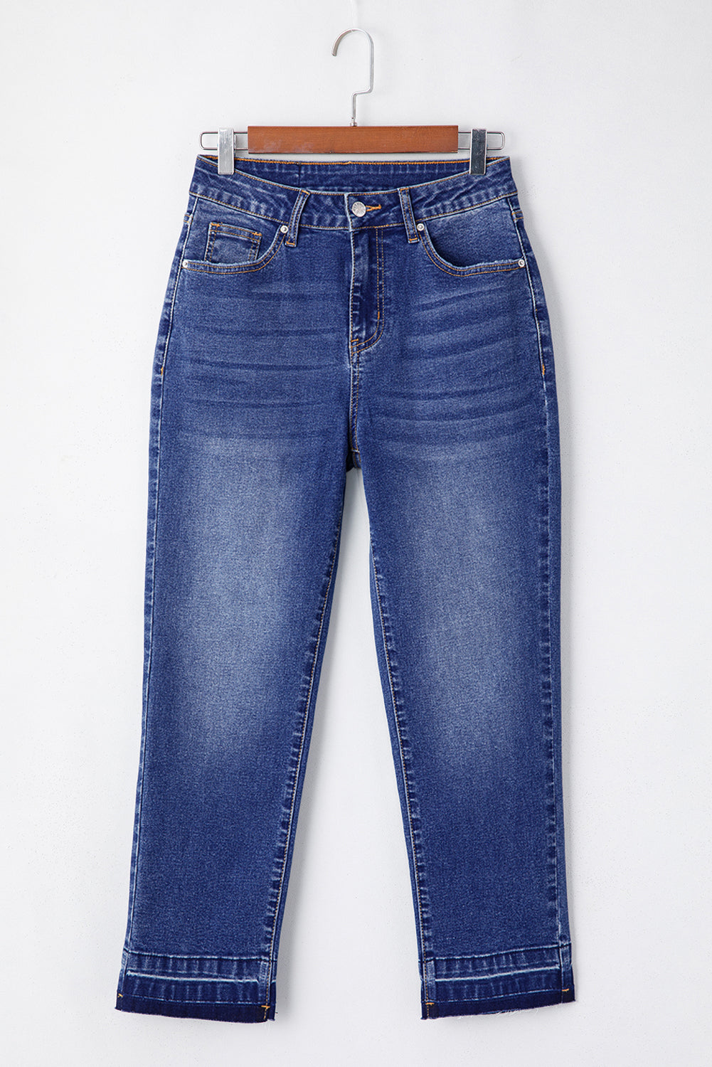 Dark Blue Wash Cropped Jeans