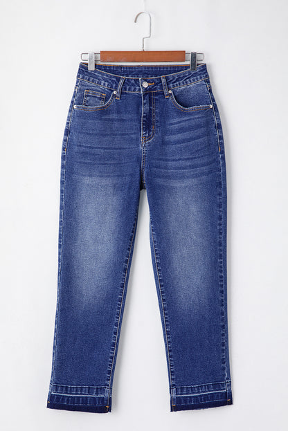 Dark Blue Wash Cropped Jeans