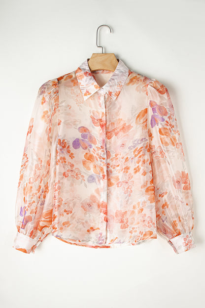 White Floral Print Loose Blouse