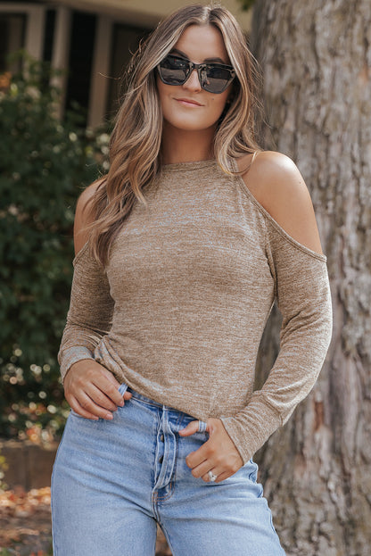 Marble Knit Cold Shoulder Top