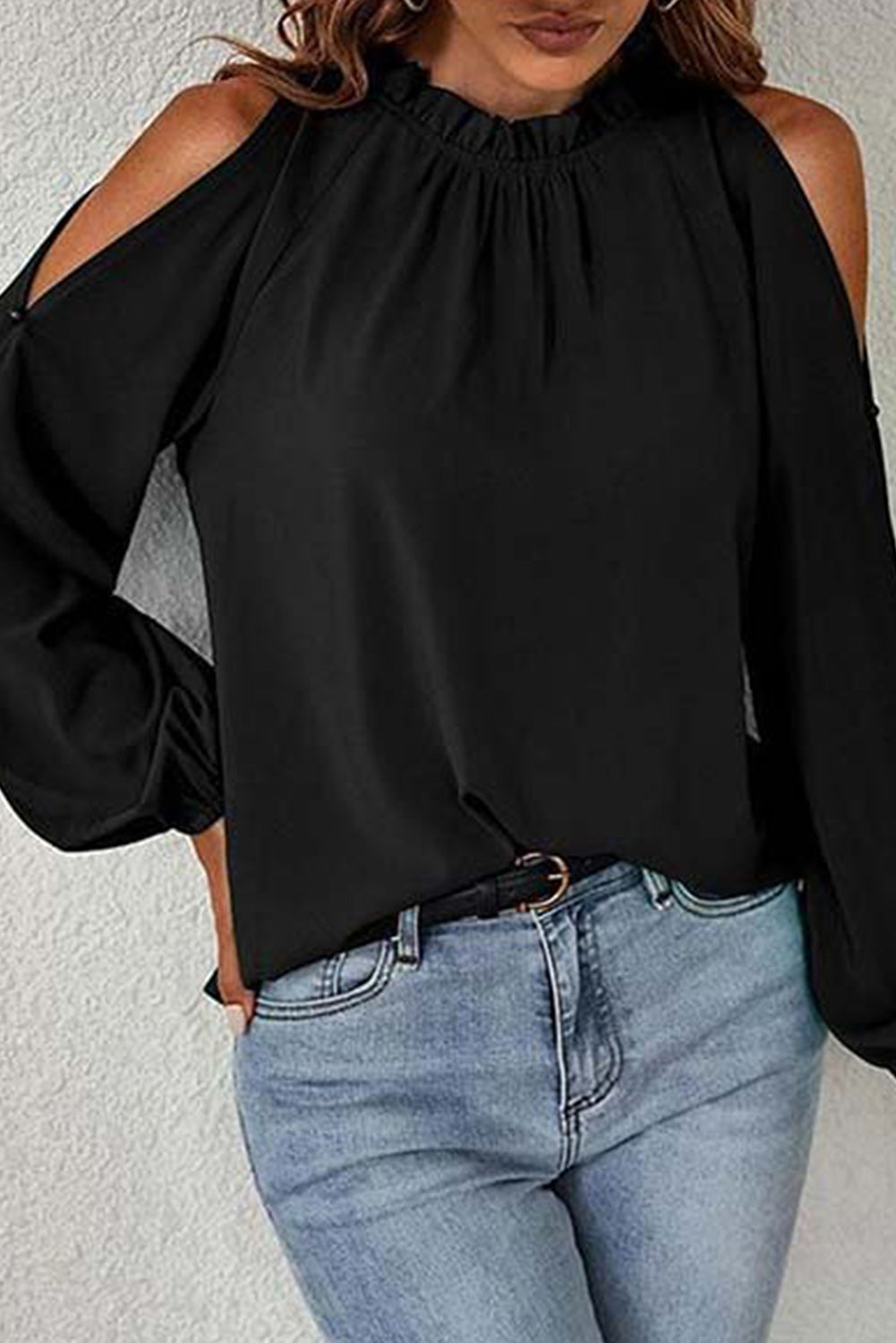 Black Cold Shoulder Blouse