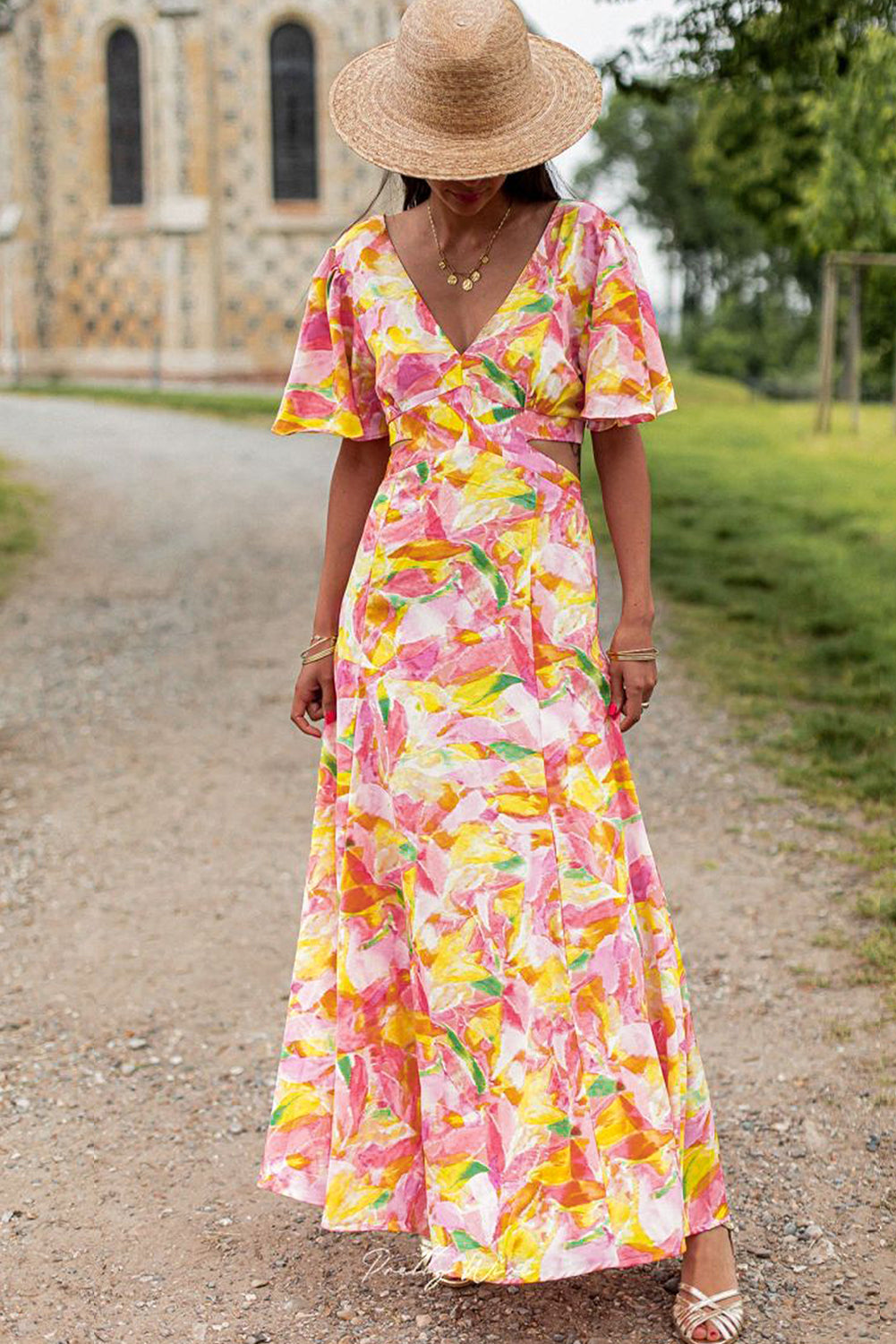 Pink Bohemian Floral Maxi Dress