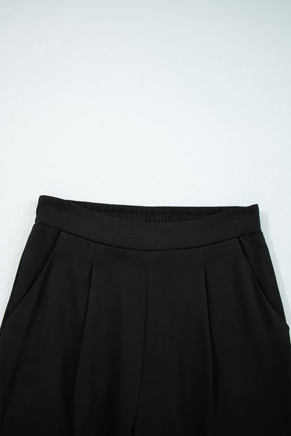 Black Pleated Loose Straight Pants