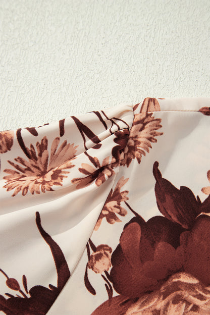 Brown Floral Print Blouse