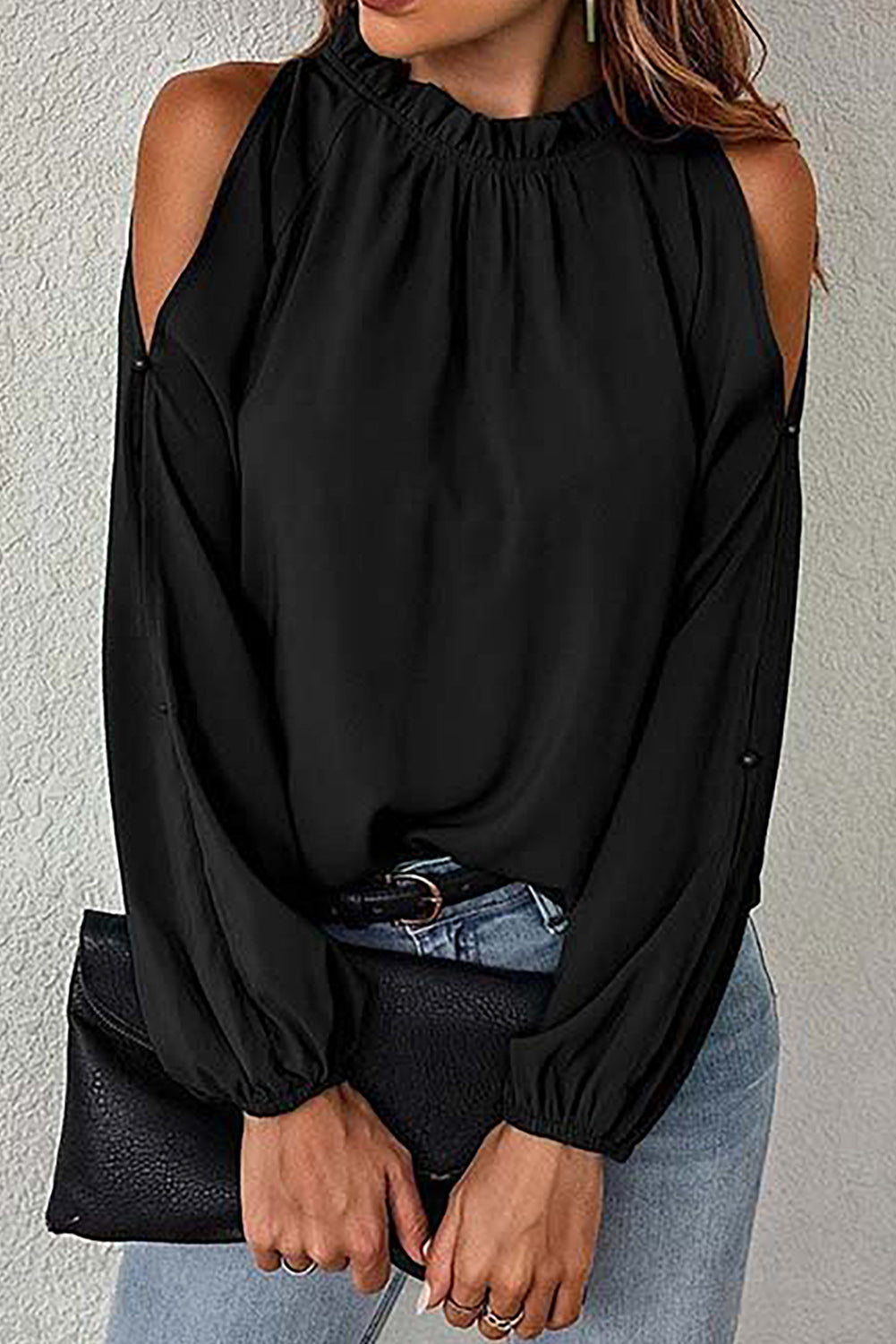 Black Cold Shoulder Blouse