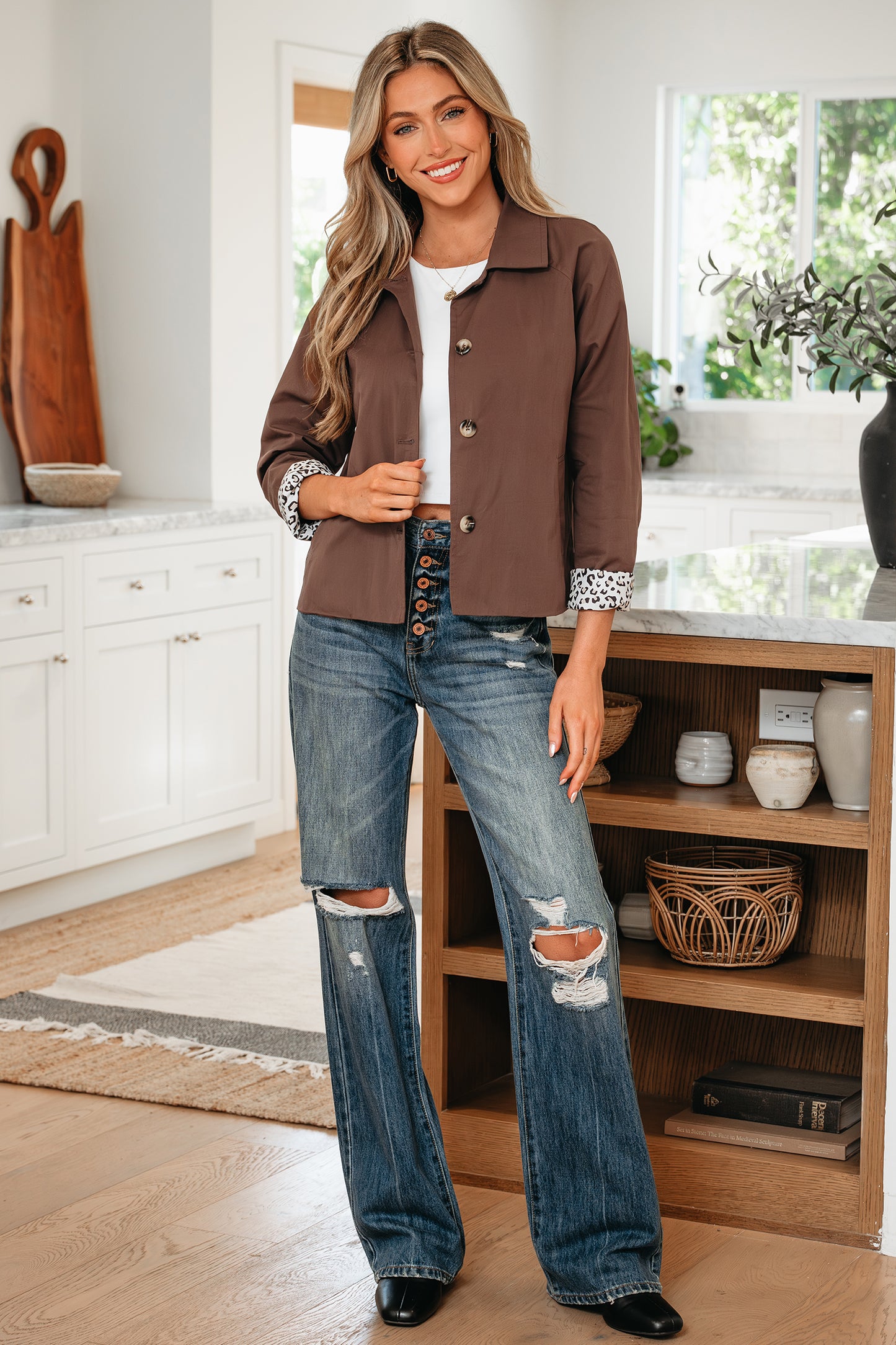 Dark Brown Collar Jacket